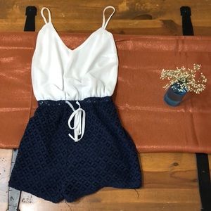 White and blue romper